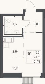 Планировка: Студия, 21,8 м²