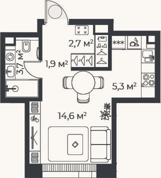 Планировка: Студия, 28,1 м²