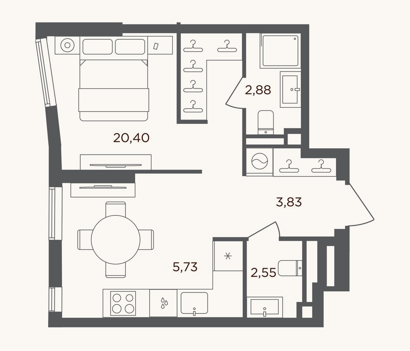 Планировка: Студия, 35,4 м²