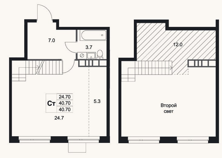 Планировка: Студия, 52,7 м²