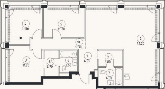 Планировка: 4+ к, 101,2 м²