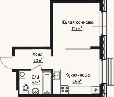 Планировка: Студия, 32,2 м²