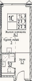 Планировка: Студия, 27,7 м²