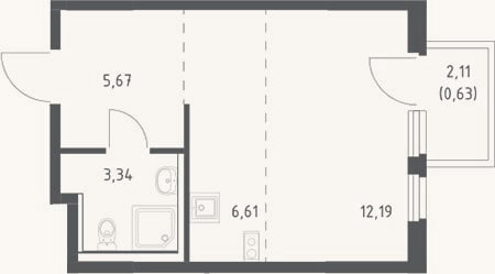 Планировка: Студия, 27,8 м²