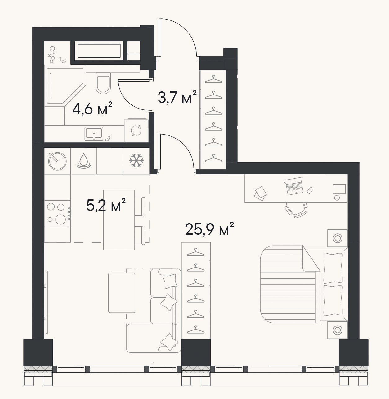Планировка: Студия, 39,4 м²