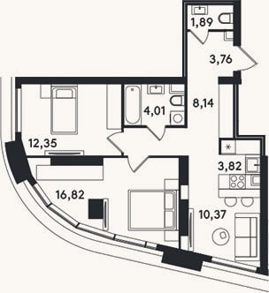 Планировка: 3-к, 61,2 м²
