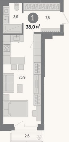 Планировка: Студия, 35,4 м²