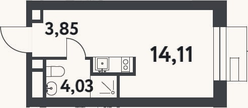 Планировка: Студия, 21,4 м²