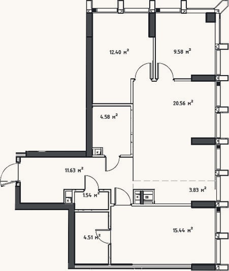 Планировка: 4+ к, 85,4 м²