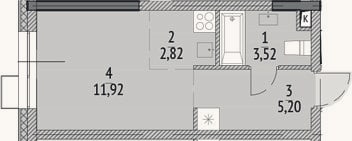 Планировка: Студия, 23,5 м²