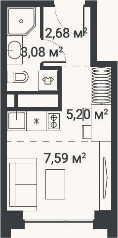 Планировка: Студия, 18,6 м²