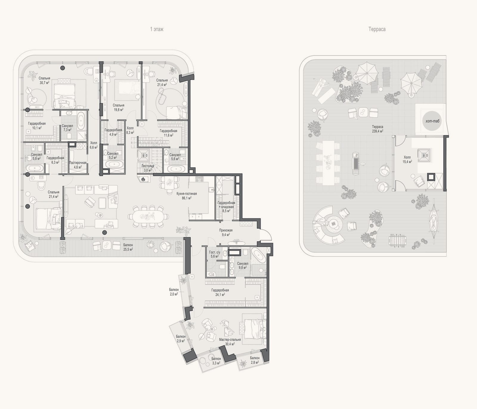 Планировка: 4+ к, 311,8 м²