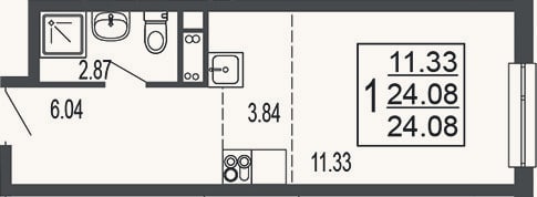 Планировка: Студия, 24,1 м²