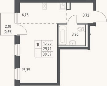 Планировка: Студия, 29,7 м²