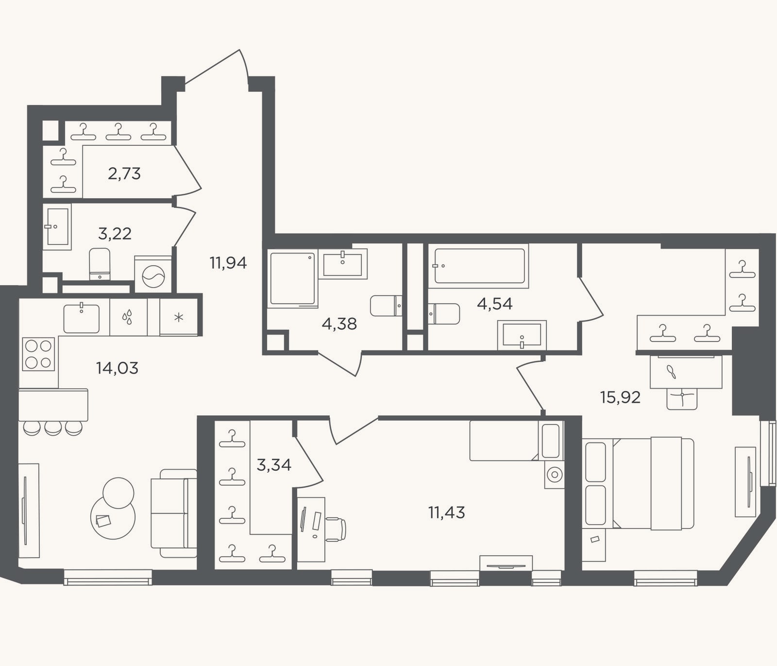 Планировка: 2-к, 71,5 м²