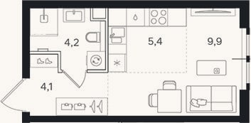 Планировка: Студия, 23,6 м²