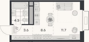 Планировка: Студия, 28,2 м²