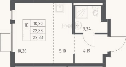 Планировка: Студия, 22,8 м²