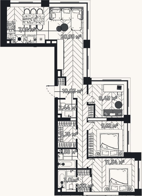 Планировка: 4+ к, 81,6 м²