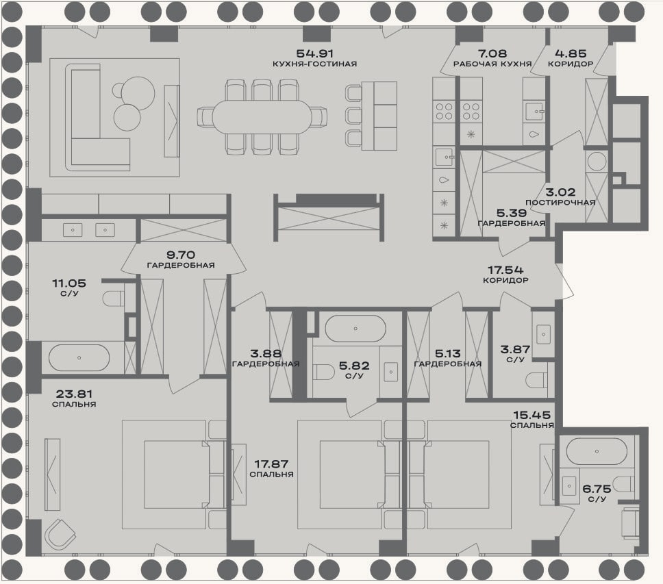 Планировка: 4+ к, 196,1 м²