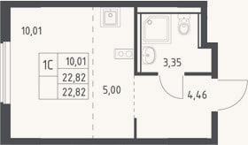 Планировка: Студия, 22,8 м²