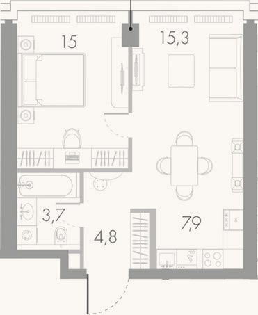 Планировка: 2-к, 46,7 м²