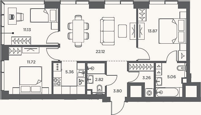 Планировка: 4+ к, 79,1 м²