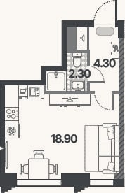 Планировка: Студия, 25,5 м²
