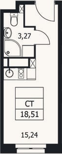 Планировка: Студия, 18,5 м²