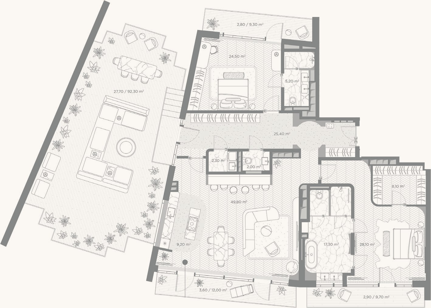 Планировка: 2-к, 171,9 м²