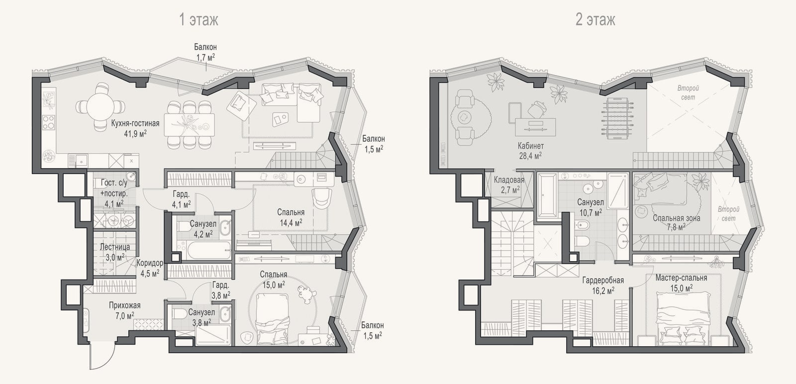 Планировка: 4+ к, 148,8 м²