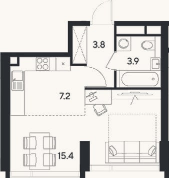 Планировка: Студия, 30,3 м²
