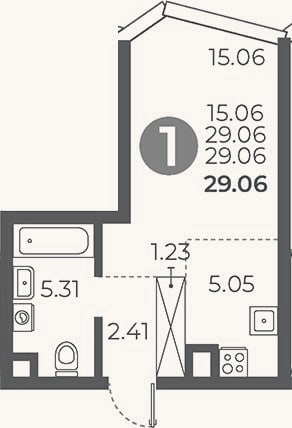 Планировка: Студия, 29,1 м²