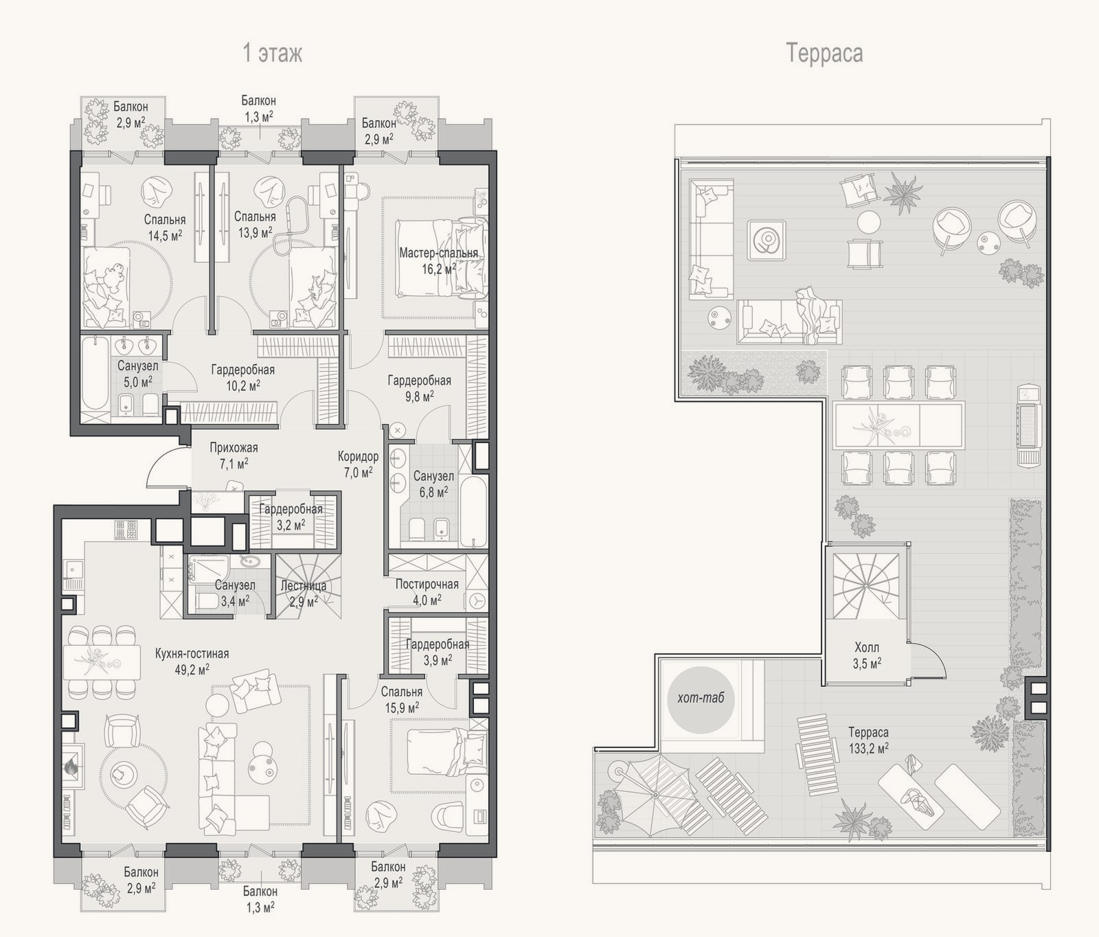 Планировка: 4+ к, 176,2 м²