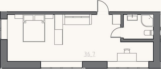 Планировка: Студия, 40 м²