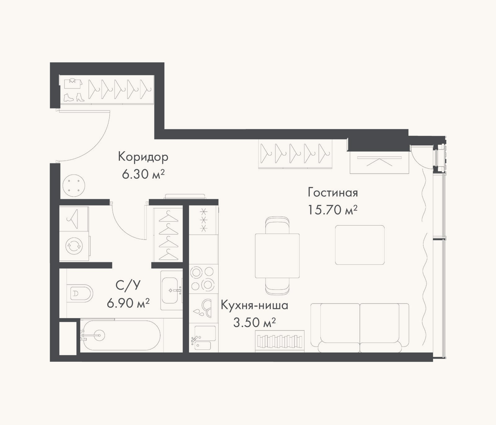 Планировка: Студия, 32,4 м²