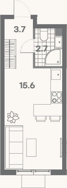 Планировка: Студия, 22 м²