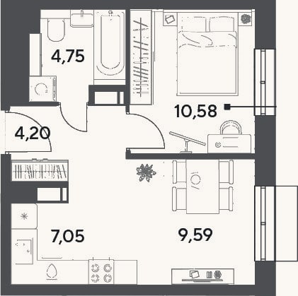 Планировка: 2-к, 36,2 м²
