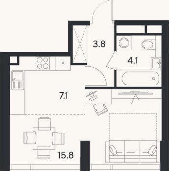 Планировка: Студия, 30,8 м²