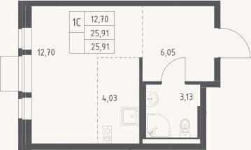 Планировка: Студия, 25,9 м²