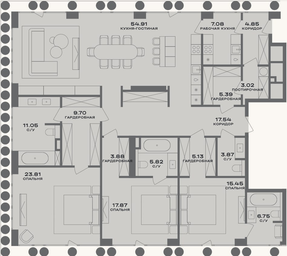 Планировка: 4+ к, 196,1 м²