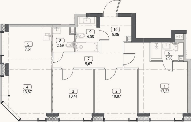 Планировка: 4+ к, 80,8 м²
