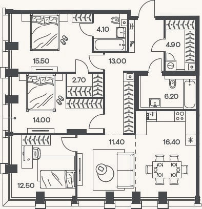 Планировка: 4+ к, 100,7 м²