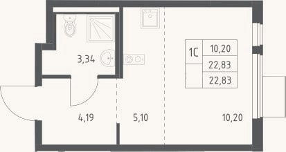 Планировка: Студия, 22,8 м²