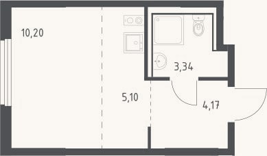 Планировка: Студия, 22,8 м²