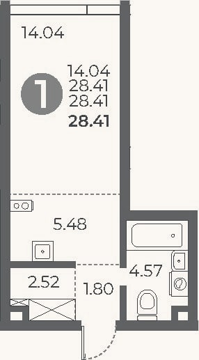 Планировка: Студия, 28,4 м²