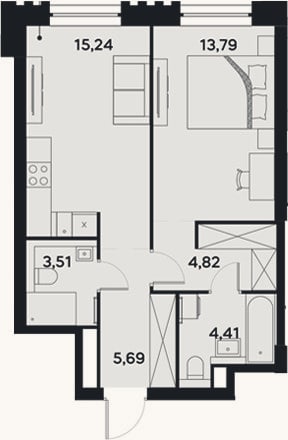 Планировка: 2-к, 47,5 м²
