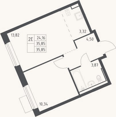 Планировка: 2-к, 35,9 м²