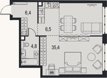 Планировка: Студия, 53,1 м²