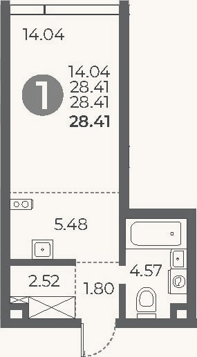 Планировка: Студия, 28,4 м²
